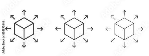 Distribution channel icon in line art doodle style. Editable stroke outline sign, eps 10