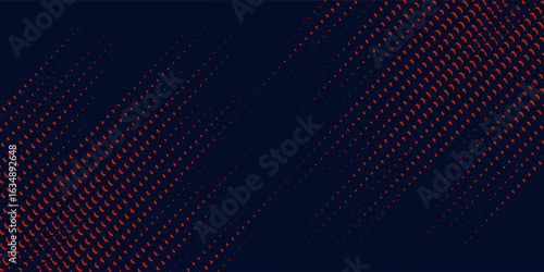Red halftone dots blue color pattern gradient grunge texture background. Dot pop art comic sport style red and black