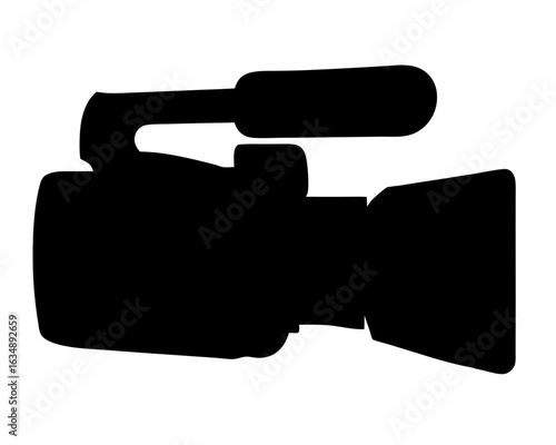Silhouette of a Professional Camcorder, Emphasizing Video Production Equipment and Technology