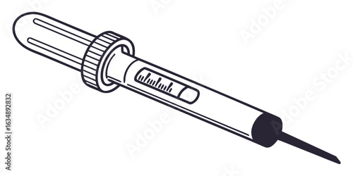 Clean line art illustration of a medical nasal swab used for diagnostic testing and health screening procedures