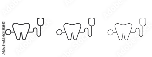 Dental care icon in line art doodle style. Editable stroke outline sign, eps 10
