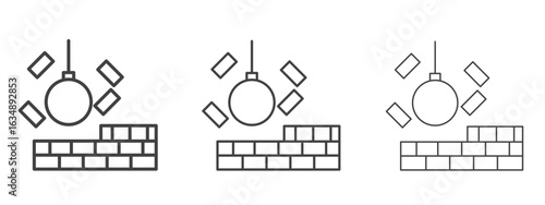 Demolition icon in line art doodle style. Editable stroke outline sign, eps 10