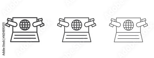 Ddos icon in line art doodle style. Editable stroke outline sign, eps 10