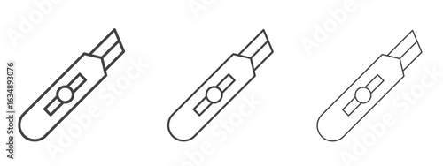 Cutter icon in line art doodle style. Editable stroke outline sign, eps 10