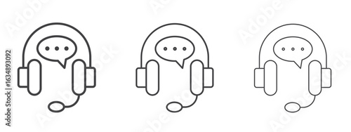 Customer support icon in line art doodle style. Editable stroke outline sign, eps 10