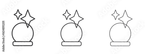 Crystal ball icon in line art doodle style. Editable stroke outline sign, eps 10