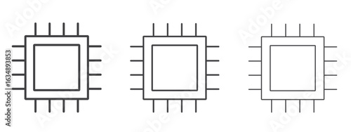 Chip icon in line art doodle style. Editable stroke outline sign, eps 10