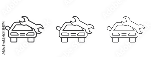 Car repair icon in line art doodle style. Editable stroke outline sign, eps 10