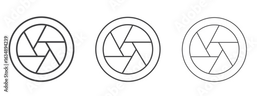 Camera shutter icon in line art doodle style. Editable stroke outline sign, eps 10