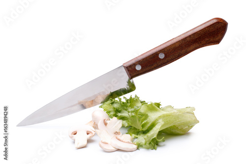 Fresh vegetables with knife