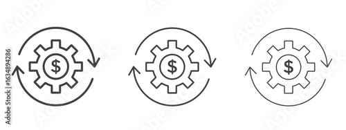Business model icon in line art doodle style. Editable stroke outline sign, eps 10
