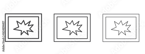 Broken window icon in line art doodle style. Editable stroke outline sign, eps 10