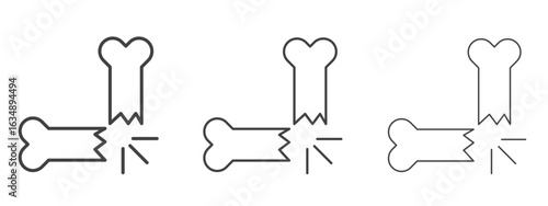 Broken bone icon in line art doodle style. Editable stroke outline sign, eps 10