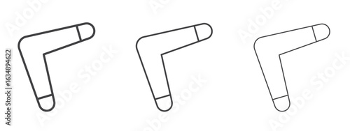Boomerang icon in line art doodle style. Editable stroke outline sign, eps 10
