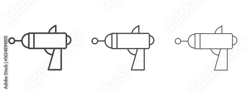 Blaster icon in line art doodle style. Editable stroke outline sign, eps 10