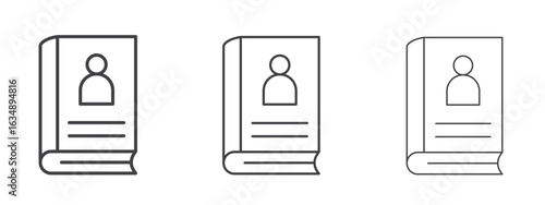Biography icon in line art doodle style. Editable stroke outline sign, eps 10
