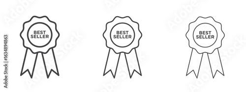 Best seller icon in line art doodle style. Editable stroke outline sign, eps 10
