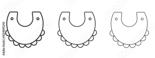 Baby bib icon in line art doodle style. Editable stroke outline sign, eps 10