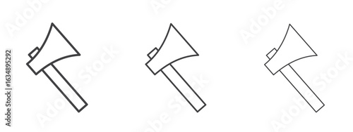 Axe icon in line art doodle style. Editable stroke outline sign, eps 10
