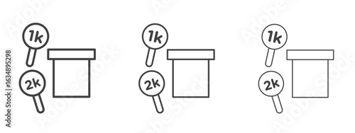 Auction icon in line art doodle style. Editable stroke outline sign, eps 10