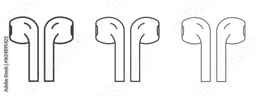 Air pods icon in line art doodle style. Editable stroke outline sign, eps 10