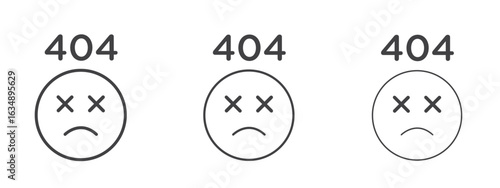 404 Error icon in line art doodle style. Editable stroke outline sign, eps 10