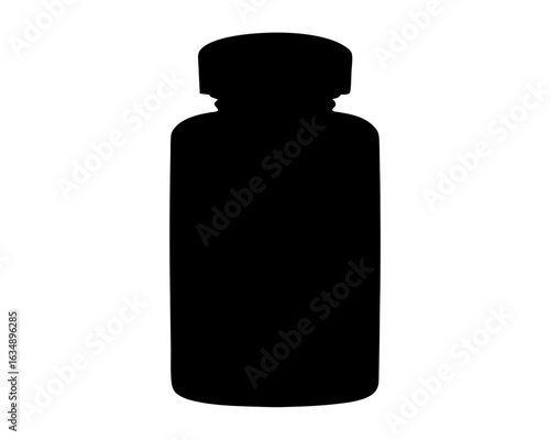 Black silhouette of a medical bottle, representing healthcare or supplement industry