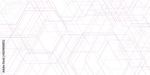 Overlapping hexagon lines in a light lavender color forming a modern geometric design suitable for digital technology or scientific visualization