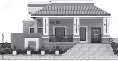 Urban and rural architecture, from vintage black and white sketches to modern 3D designs, showcasing the exterior of various houses, buildings, and homes