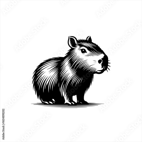 Stylized Black and White Capybara Illustration 20.
