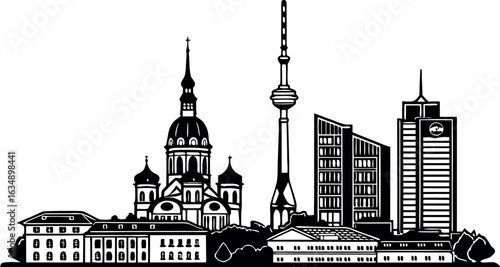 Berlin germany skyline silhouette isolated on white background.eps