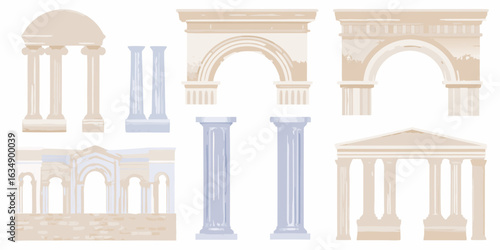 Collection of ancient architectural elements and columns