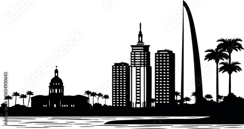 Silhouette of santo domingo city isolated on white background, dominican republic.eps