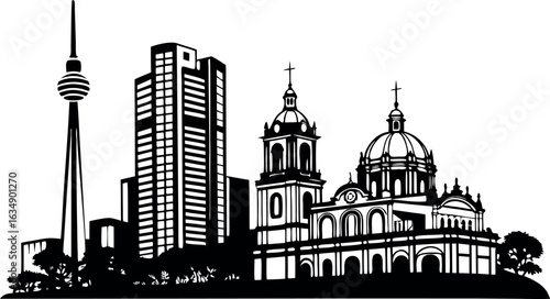 Manila philippines city skyline silhouette isolated on white background.eps