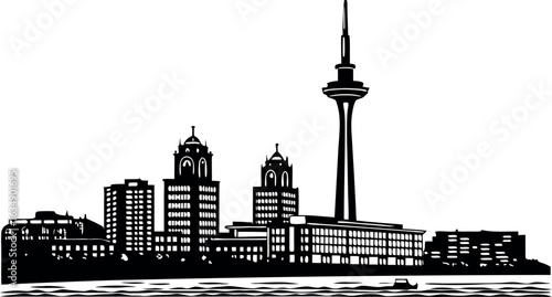 Frankfurt city skyline silhouette in germany isolated on white background.eps