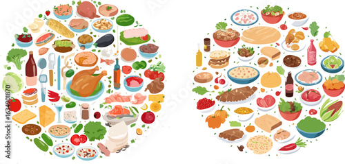 Diverse Culinary Delights A World of Food Illustration.