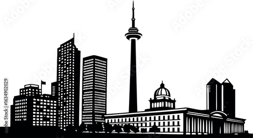 Black silhouette of toronto city skyline isolated on white background.eps