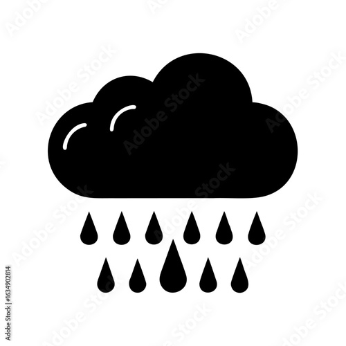 A Dark Silhouette of a Stormy Cloud with Rain Falling Down