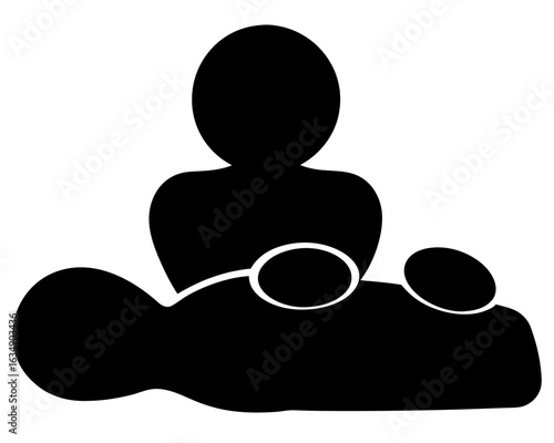 Simplified Black and White Illustration of a Massage Therapy Session in Progress