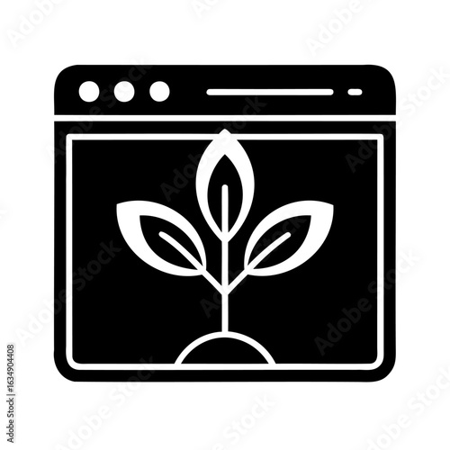 Illustrating a Seedling Growing Within a Digital Browser Window for Online Business Growth Concepts