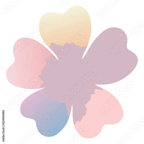Soft pastel watercolor four leaf clover shape with subtle color blending