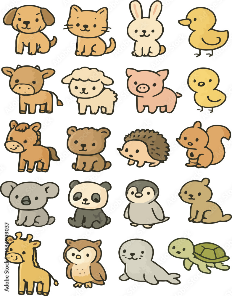 Fototapeta premium set of cartoon animals