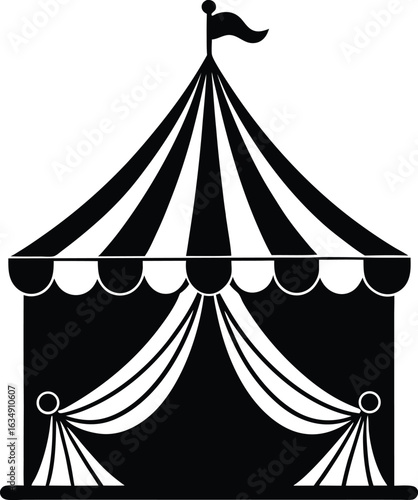 Black and white circus tent vector icon