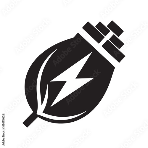 battery charging leaf vector silhouette clip art logo design illustration