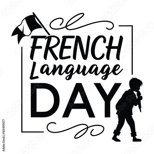 French Language Day celebration with a boy singing and a French flag France