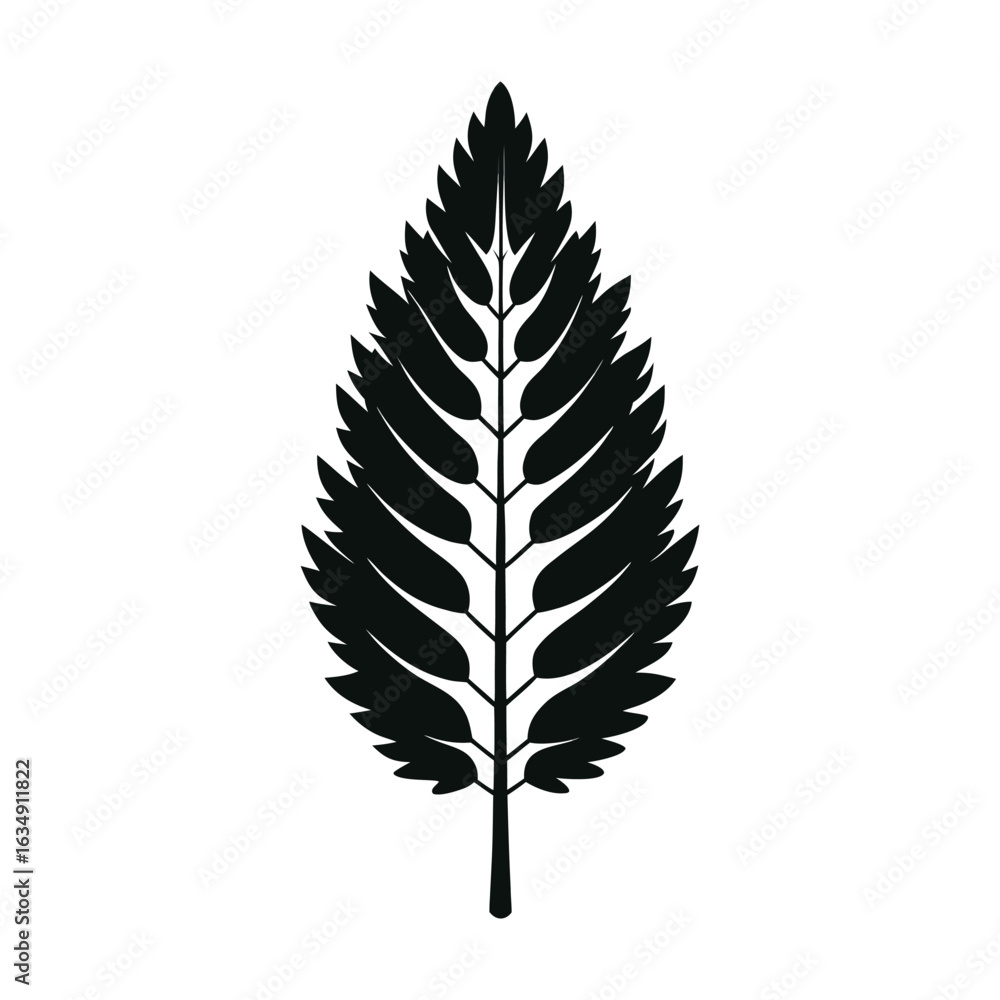 Fototapeta premium Tamarack Leaf Silhouette Vector on White Background – Minimal Botanical Illustration
