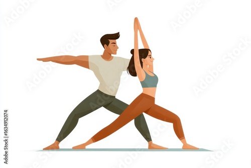 Young people practicing yoga poses in a serene indoor space during a wellness session focused on flexibility and mindfulness