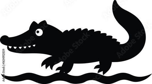 Black crocodile vector icon