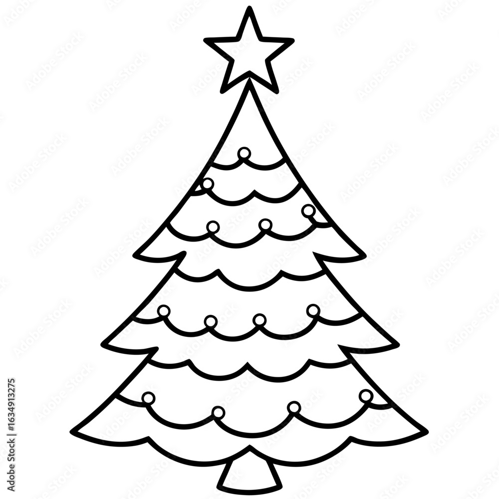 Fototapeta premium Christmas tree icon outline design