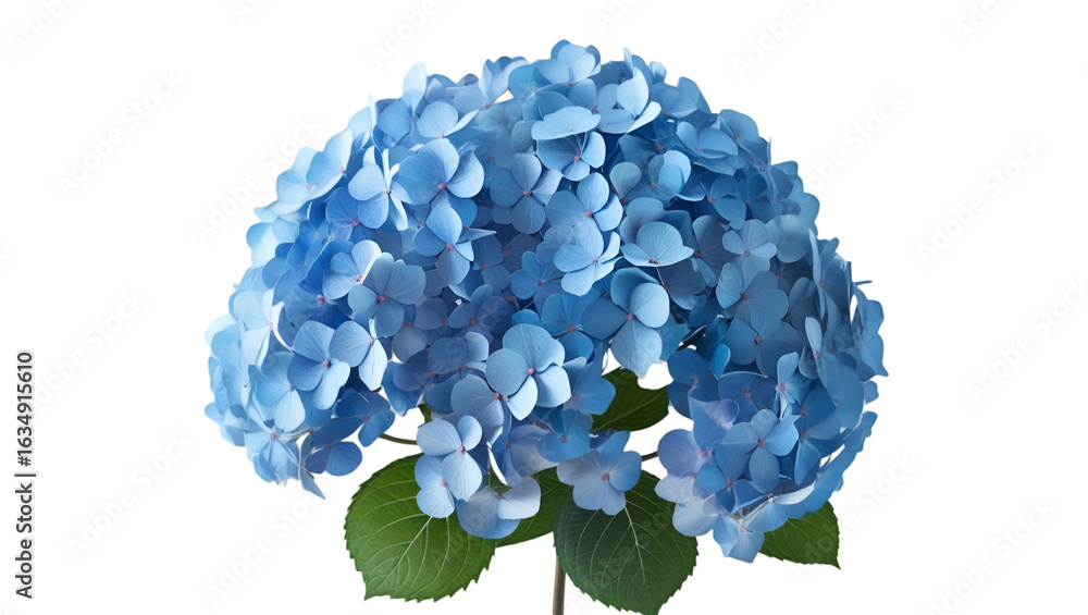 Obraz premium Single Blue Hydrangea Cluster Isolated on White Background